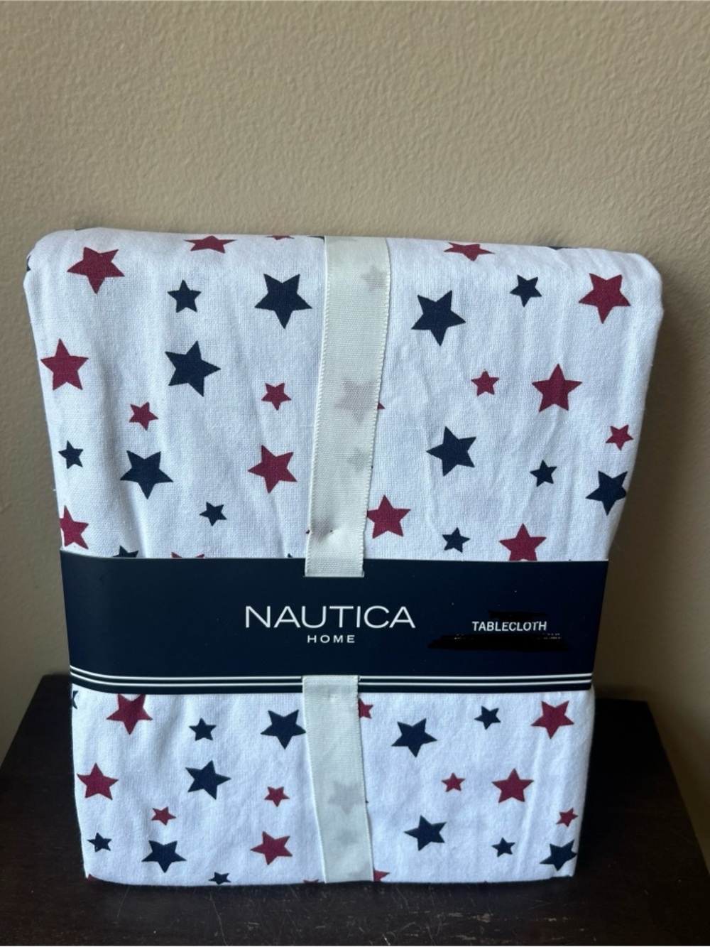 Nautica Tablecloth Americana Red White Blue Stars 4th of July 60”x 84”